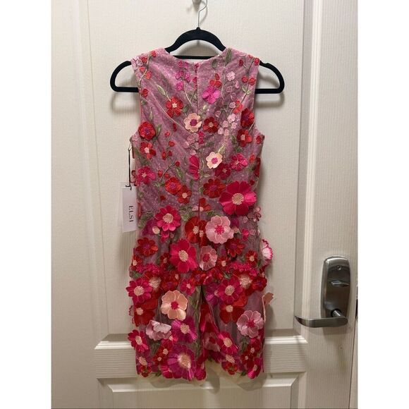 HELSI Miranda 3D Floral Sequin Mini Dress -Fuchsia Cocktail Party Size XS NWT - Picture 4 of 7
